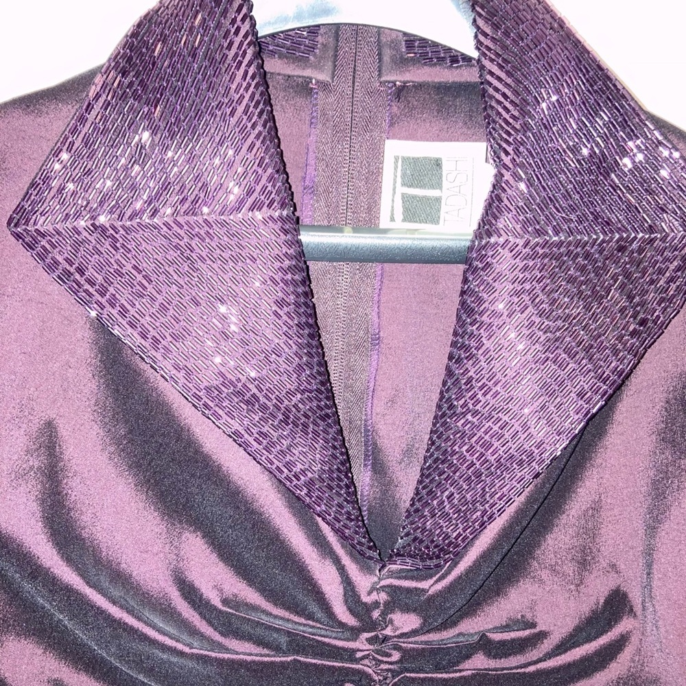 Rare Tadashi Ruched Taffeta Formal Top with Beads - Sz 6P​
